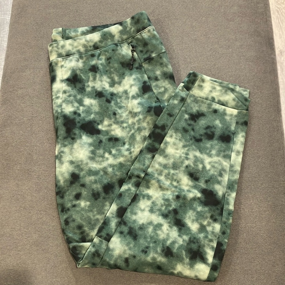 Men's Green Fleece Lined Tie-Dye Pants